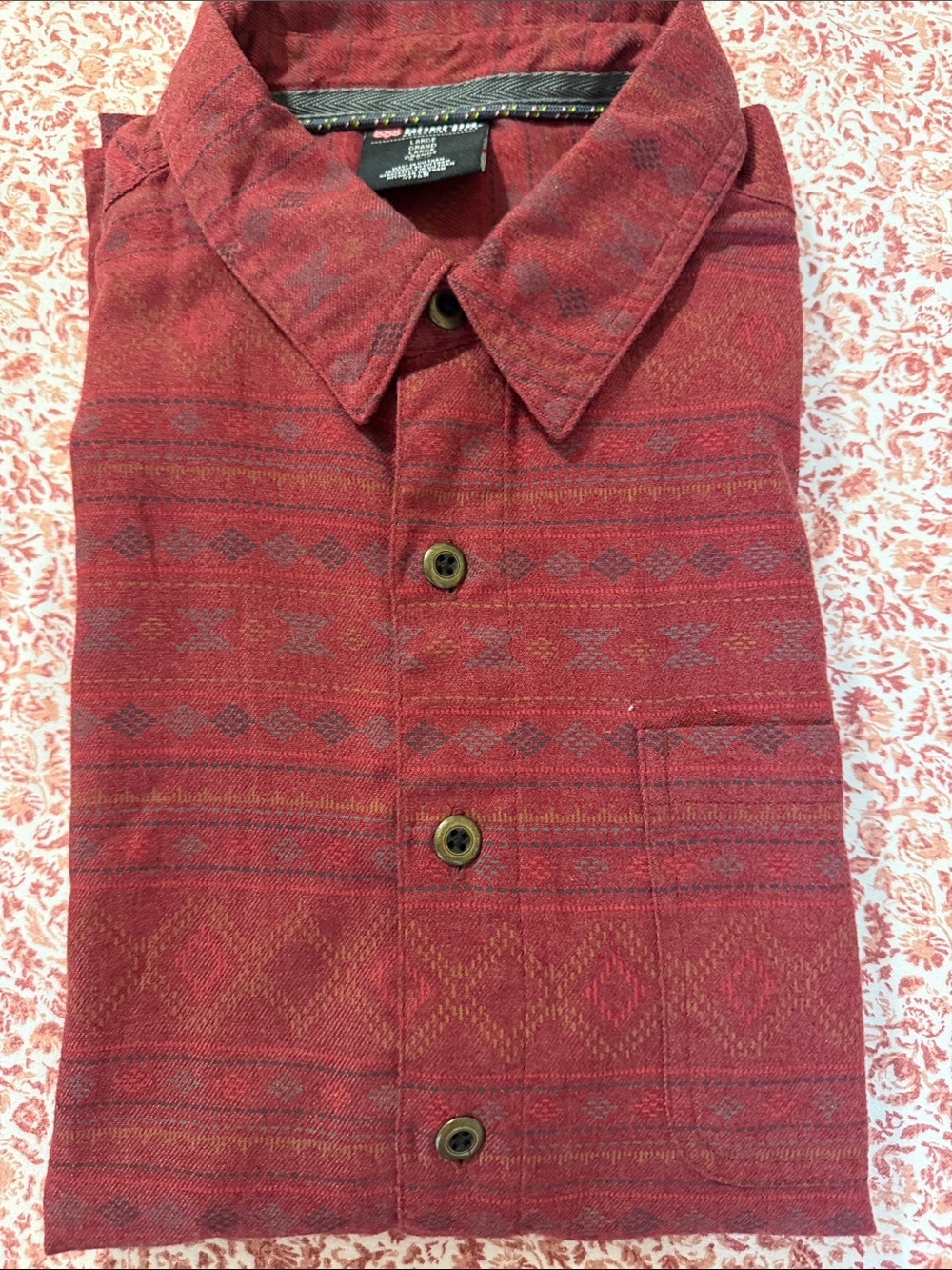 Men's Red Patterned Button-Up Jacket - Picture 8 of 10